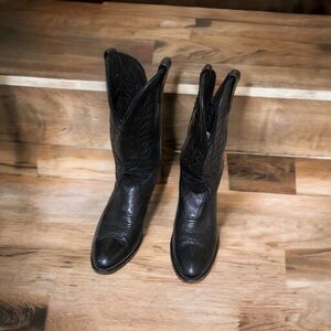 Men’s Leather Black Western Boot Size 10 in Excellent Used Condition